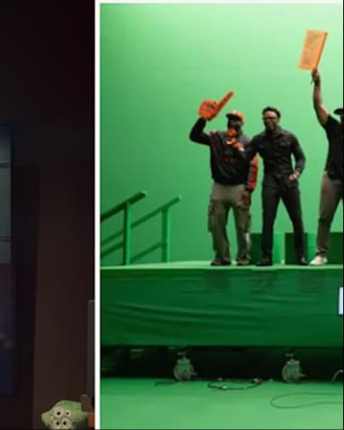 NFL Career Tour participants on stage and on set.webp